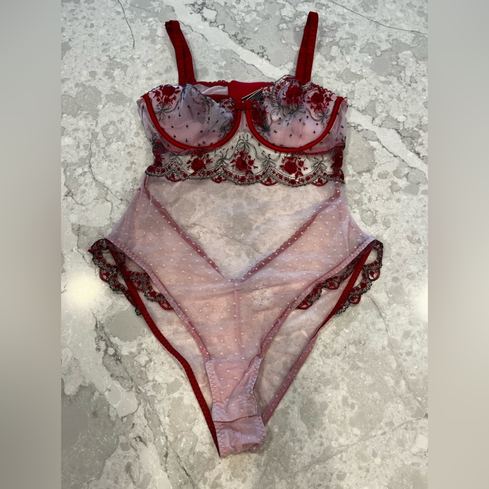 Victoria Secret NWT mesh floral bodysuit